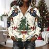 Women's Long Sleeve Christmas Print Pullover Hoodie with