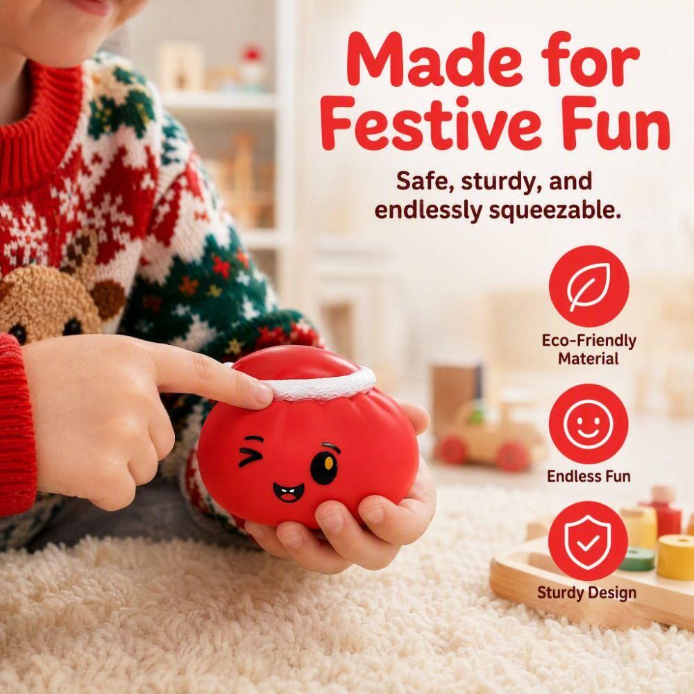Sound Effect Christmas Hat Bun Squishy Toy Reusable Squeeze Fidget Toy Christmas Gift