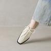 Fashion 2025 New Spring Genuine Leather Women Pumps Shoes for Women Fashion Buckle Squared Toe Loafers Shoes for Women Med Heels Ladies