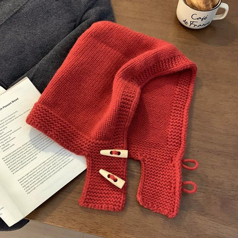 

Korean Dongdaemen New Twinkle Horn Buckle Balaclava Women s Winter Knitted Hat Empty Protection