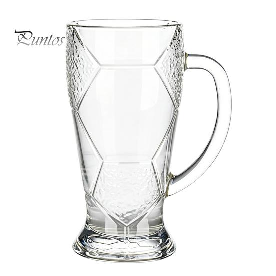 Lead-free Glass Mug Soccer Beer Glass, 500ml Large Capacity Embossed Football Mug, Explosion-proof Cup for Home Bar, Gift Sports Fans Thickened 1pc