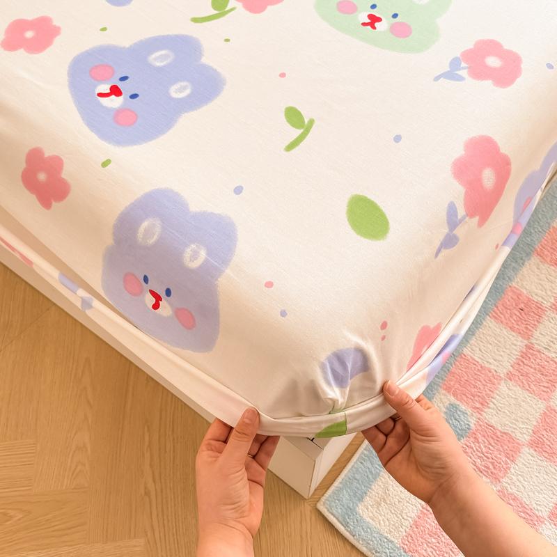 Pure Cotton Fitted Sheet Single/Queen Size Bed Cover Skin-friendly Bedsheets Home Bed Linen Couvre Lit (No Pillowcase)