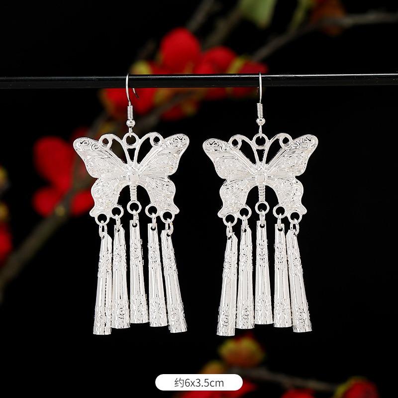Miao Yin earrings retro exotic niche design long fringed earrings medium earrings women