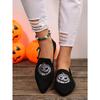 Breathable Shoes Women's 2025 Autumn New Flat Large Yard Pointed Toe Embroidery Color-blocking Lazy Shoes