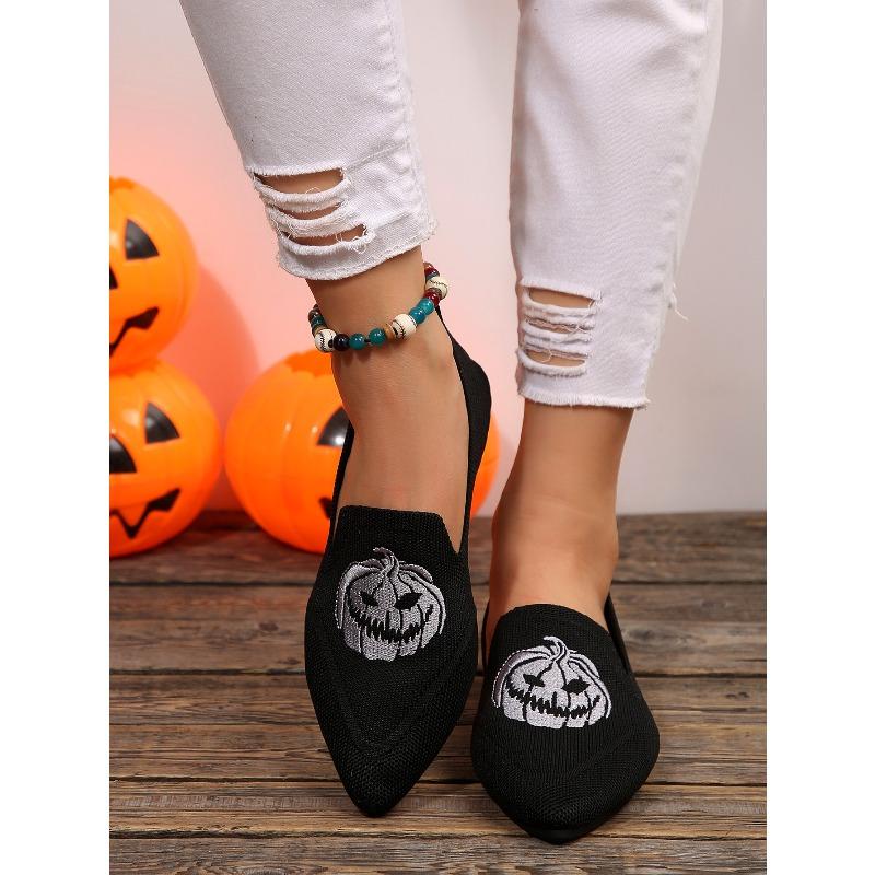 Breathable Shoes Women's 2025 Autumn New Flat Large Yard Pointed Toe Embroidery Color-blocking Lazy Shoes