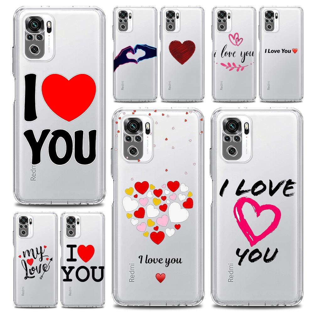Handyhülle für Xiaomi Redmi Note 13 12 5G 9S 9 8 10 11 Pro Plus 4G 9T 13C 12C 10C 9C 9A 7 Pro Durchsichtige Hülle Ich liebe dich Rosa Herz