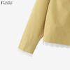 ZANZEA Women Turn Down Collar Long Sleeve Casual Blouse