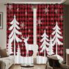 Blackout Christmas Reindeer Print Perforated Curtains Multiple Size Bedroom Insulation Holiday Decoration Easy Installation Curtain Set Of 2 Made