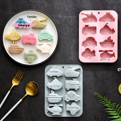 8/12 Cavity Silicone Molds Transportation Theme - Car Airplane Ship Shaped Candy Chocolate Baking Mold Kitchen Accessories