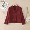 ZANZEA Women Lapel Long Sleeve Casual Thin Cardigan Blazer