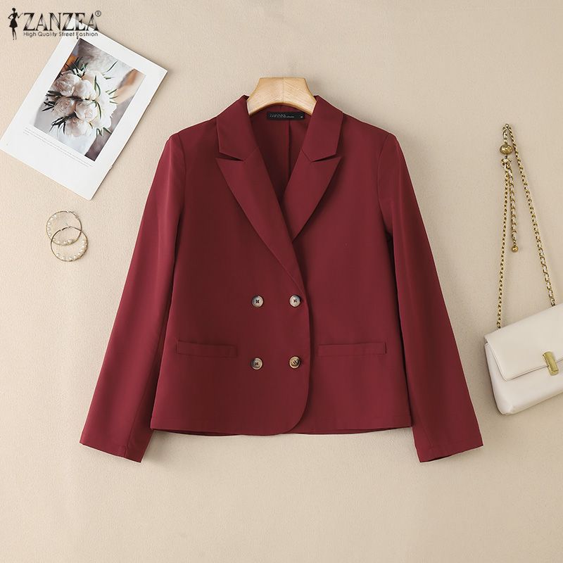 ZANZEA Women Lapel Long Sleeve Casual Thin Cardigan Blazer