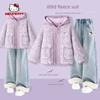 Hellokitty Girls' Autumn and Winter Suit 2025 New Kidsren's Velvet Winter Clothing, Fashionable and Stylish Girl's Two-Piece Set