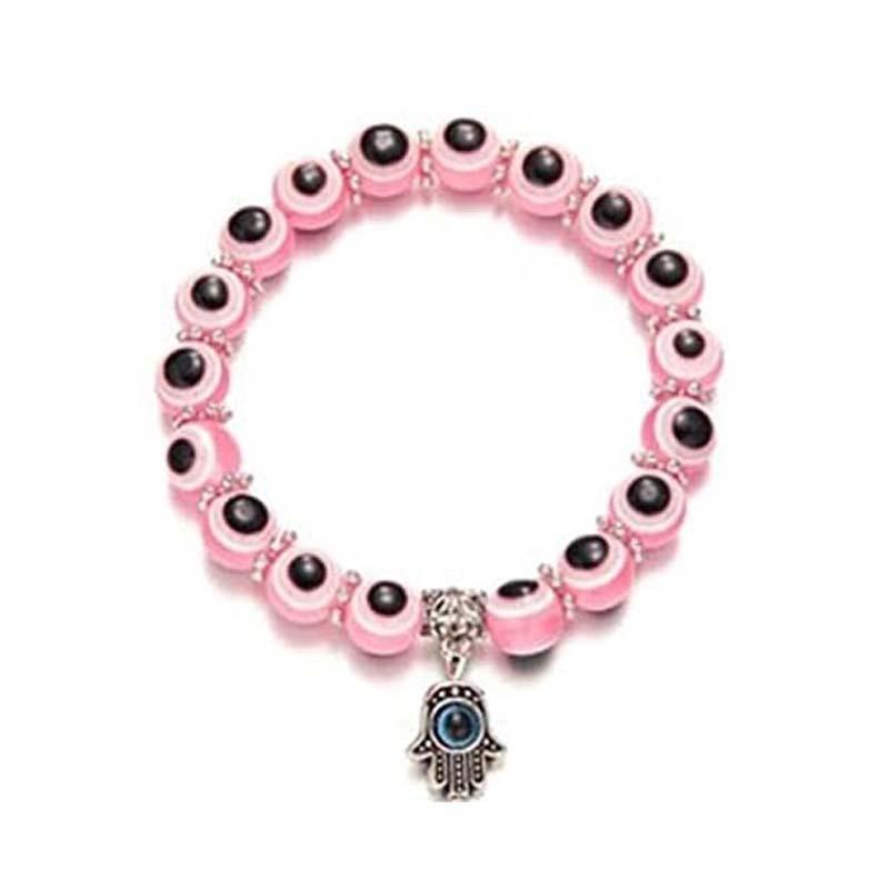 Handmade Bohemian Colorful Evil Eye Seed Bead Charm Bracelet For Women Elastic Beach Bangle Jewelry