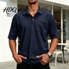 Men T-shirt with Buttons Golf Shirt Short Sleeve Collared T-Shirt Summer Tee