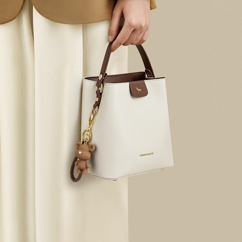 RED DRAGONFLY Light Luxury Cowhide Shoulder Bucket Bag