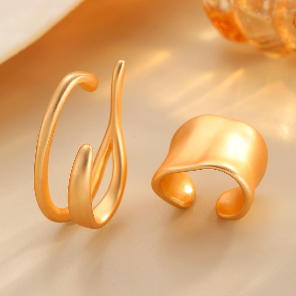 Matte Gold Ear Cuff Set Minimalist Curved and Band Ear Clips Non Piercing Ear Jewelry