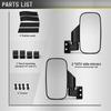 UTV Folding Side View Glass ImpactResistant Easily Install Universal Side View Glass for 1.6“-2“ Roll Bar Cage