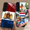 Netherland Dutch Flag Glass Mobile Phone Case for Samsung Galaxy A56 55 54 53 52 51 36 35 34 23 16 15 5G Colorful Cover