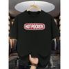 European Sizes A Trendy Short-Sleeve T-Shirt with a Hot Pocket Theme Print, Perfect for Streetwear And Party Occasions
