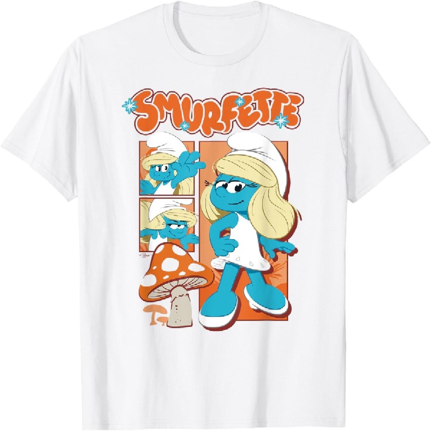 Smurfs Movie Smurfette Poses Mushroom Collage T-Shirt XXXXXL белый