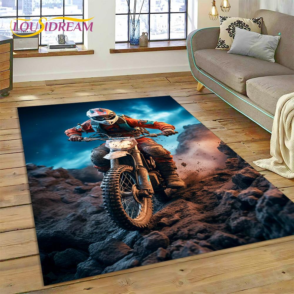 Motocross Motorcycle Modern Rug Carpet for Living Room Bedroom Home Decor,Floor Mat Non-slip Decoration for Sofa Kitchen doormat