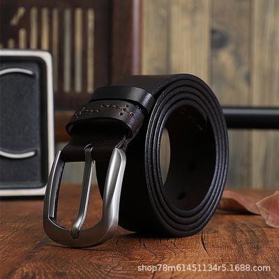 Factory First Layer Pure Cowhide Belt, Handmade Belt For Young Men, Leather Pin Buckle, Simple Retro Denim Versatile