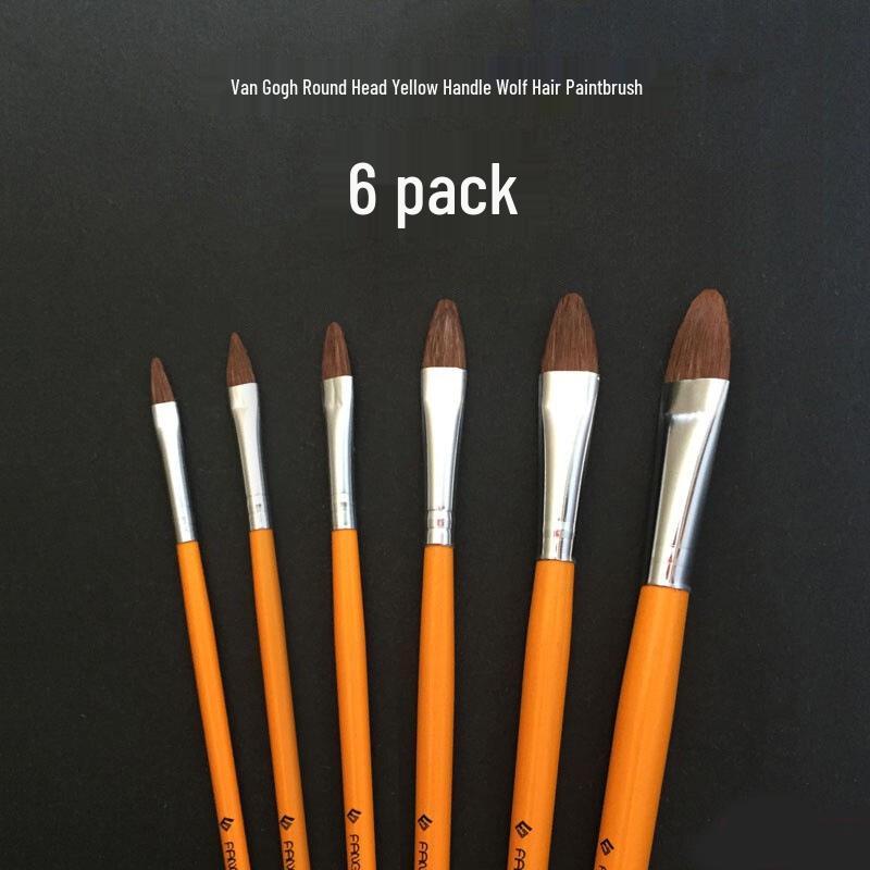 12-Piece Hog Bristle Oil Paint Brushes, Black Handles + 6-Piece Nylon Acrylic, Gouache, Watercolor Flat Brushes for Beginners