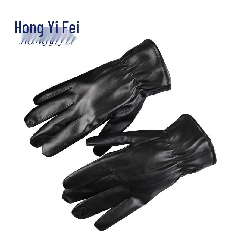 Hongyi Fei Men s PU Fleece-Lined Touchscreen Work Gloves One Size