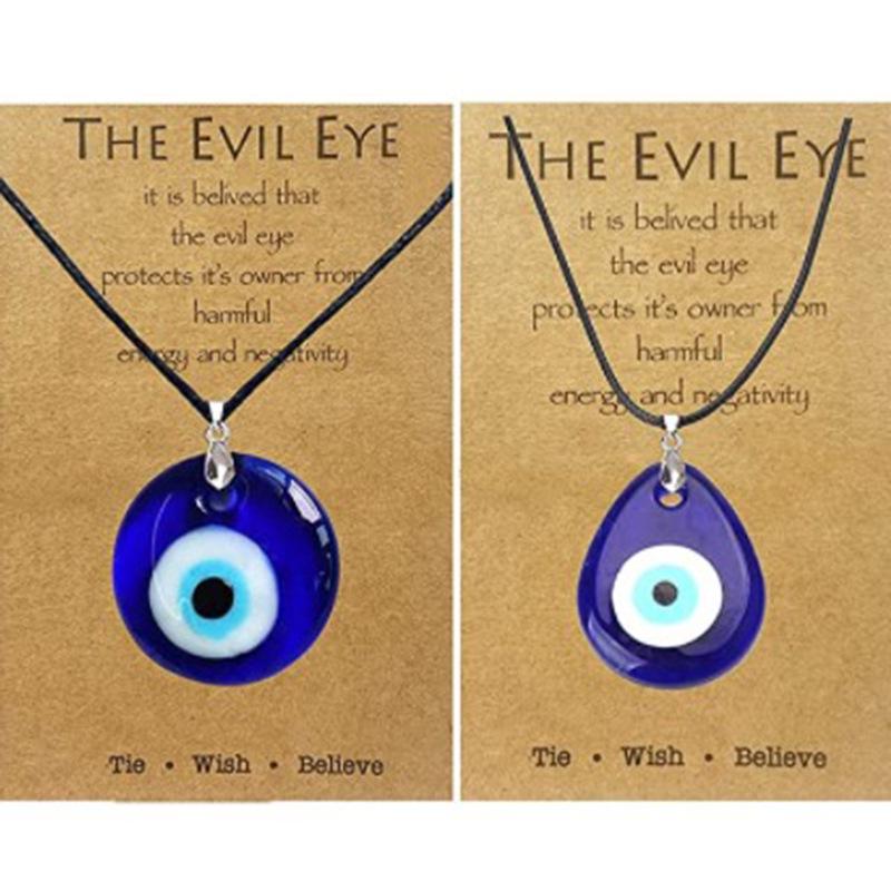 Blue Evil Eye Glass Necklace - Turkish Pendant Jewelry