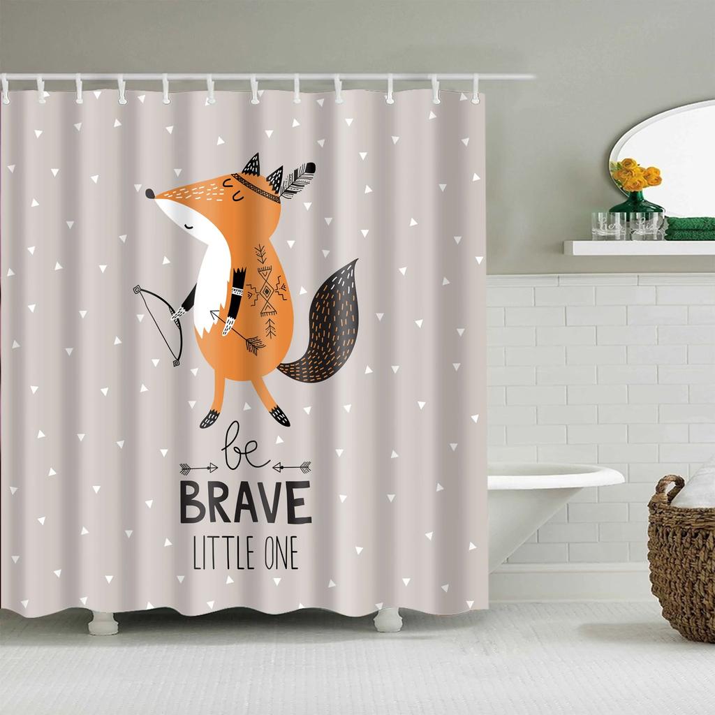 Duschvorhang Für Badezimmer Lustiger Tierdruck Badewanne Badevorhänge Heimdekor Polyester Badezimmervorhang mit 12 Stück Haken