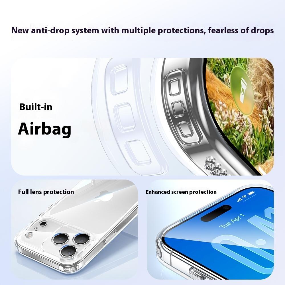 For iPhone 17 Pro Max Deksel Luftpute TPU+Glass Bakside Støtsikkert Telefondeksel