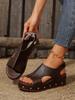 2025 New Women's Summer Platform Ultra-light Women's Sandals European and American Large Size Velcro Fish Mouth Sandals