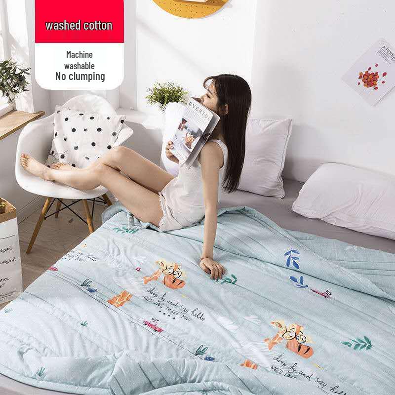 Washable Cotton Summer Quilt for Air Conditioning - Cool, Breathable, Thin Quilt for Kids and Adults