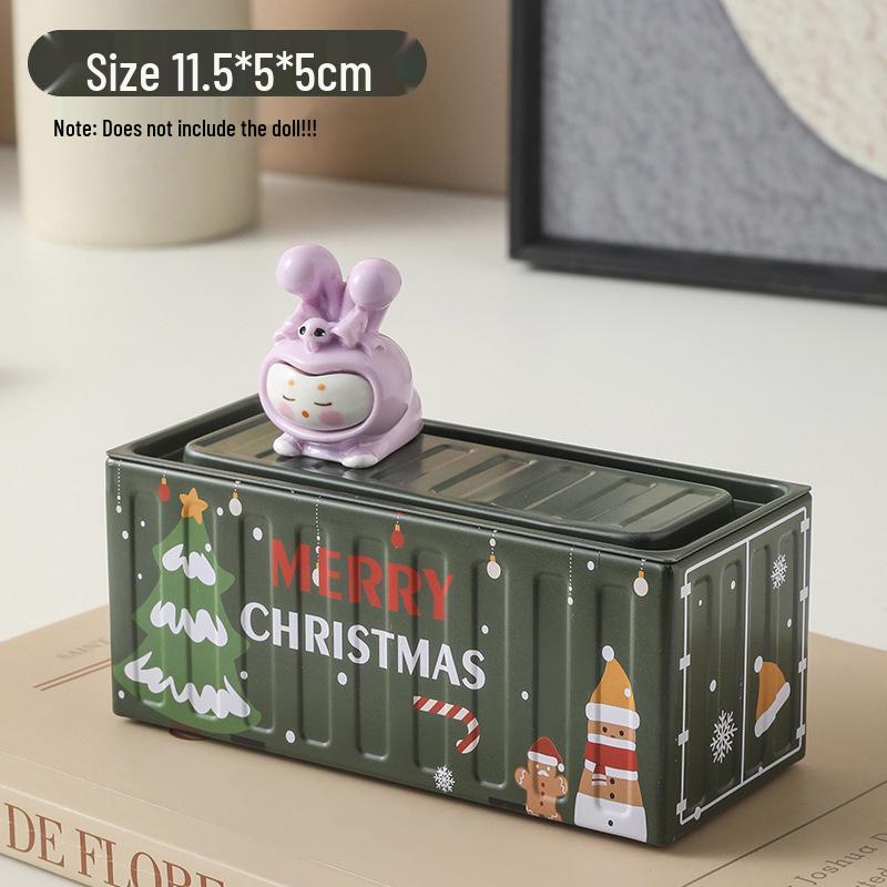 Retro Tinplate Flip-Top Mini Storage Container for Desktop Display