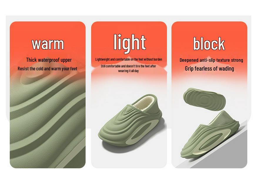 2025 Zimní teplé bavlněné pantofle se silnou podrážkou a fleecovou podšívkou - Vlnitý vzor pro páry