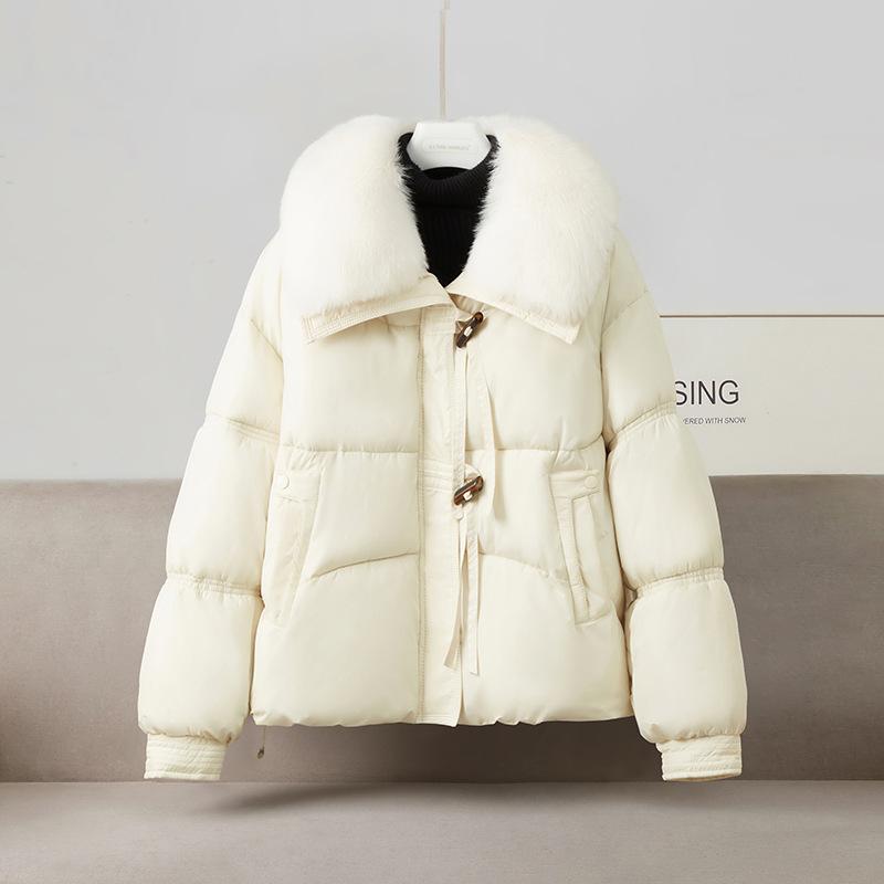 Fashion Big Fur Collar Down Cotton-padded Jacket Women's Winter Korean Loose Thick Warm Short Casual Parkas Female Outerwear