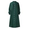 Muslims Clothes Solid Color Buckle Front Casual Loose Pocket Women's Long-sleeved Shirt Long Dress Musulman Dubai Muslim Kaftan Dresses Oversize