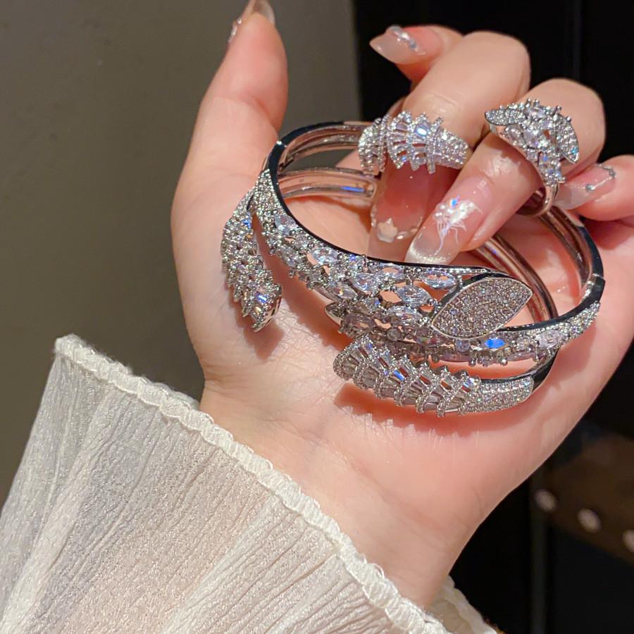 Snake Animal Jewelry Bracelet And Ring Combo In Silver For Trendy Daily Wear