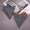 British Men's Formal White Linen-Cotton Pocket Square Handkerchief - Gray Check Design.