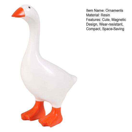 Magnetic White Goose Desk Ornament, Creative Resin Home Decor, Fun Decorative Craft for Living Room & Office, Ideal Gift for Animal Lovers