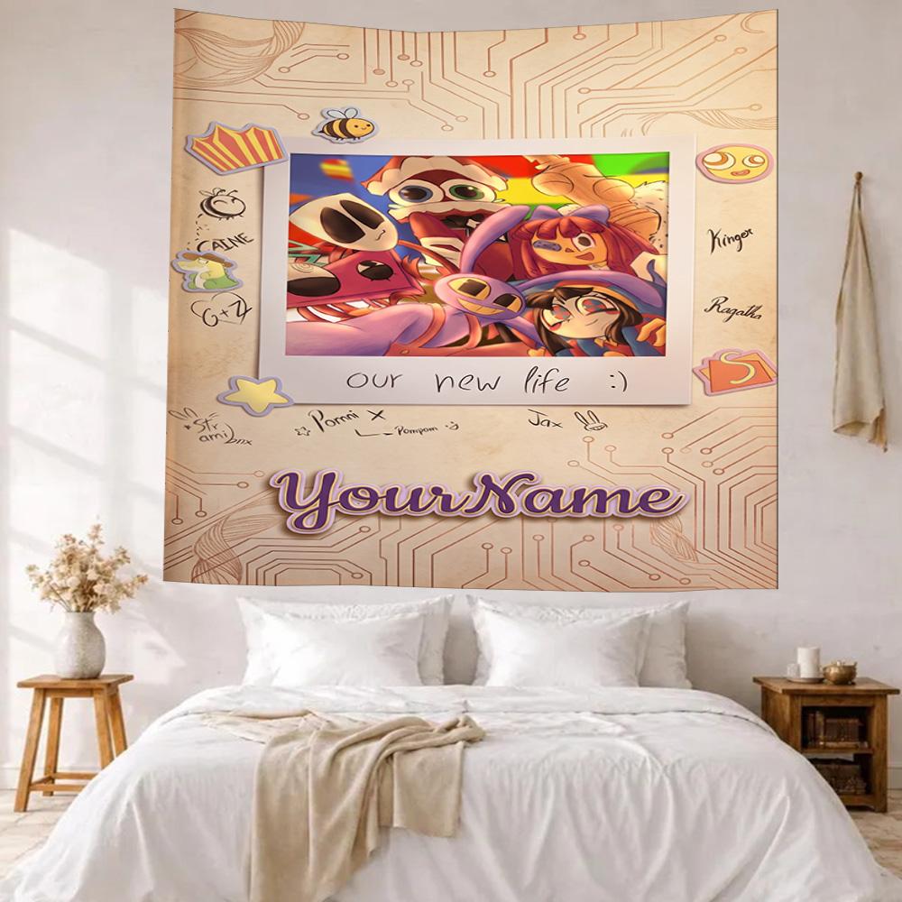 Digitaler Zirkus Individuell Ihr Name Wanddekoration Wandteppich Kunst Für Haustiermemorial Geburtstag Hochzeitsfeier Hintergrund Familien Geschenk