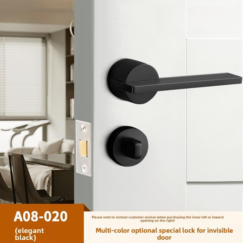 Stainless Steel Bathroom Keyless Door Lock Household Wooden Door Handle Lock Indoor Black Red and Green Indicator Door Handle