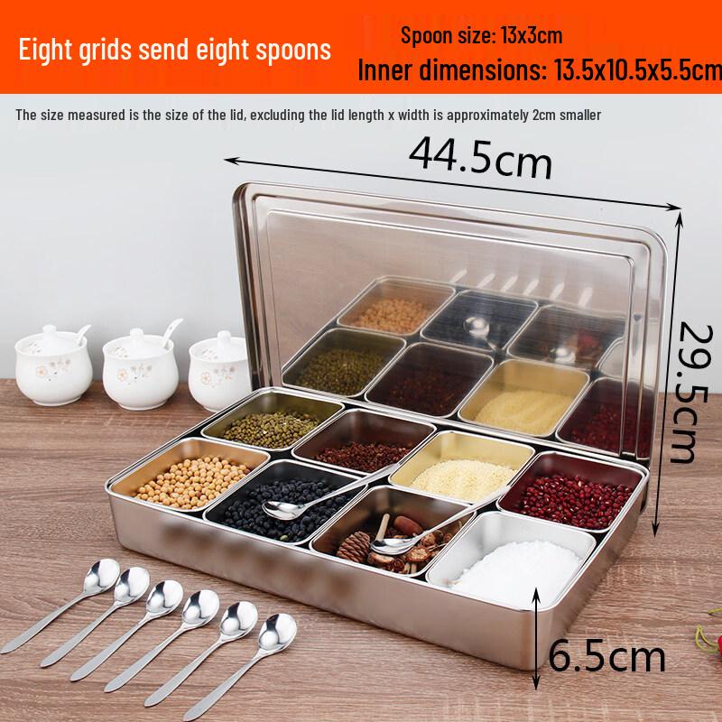 

Commercial Stainless Steel 8-Compartment Topping Organizer