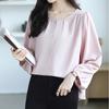 New Fashion Lantern Sleeve Loose Casual Blouse Women Single Breasted Elegant Solid Vintage Shirts Women Tops Round Neck Plus Size Ladies Blouses 26335