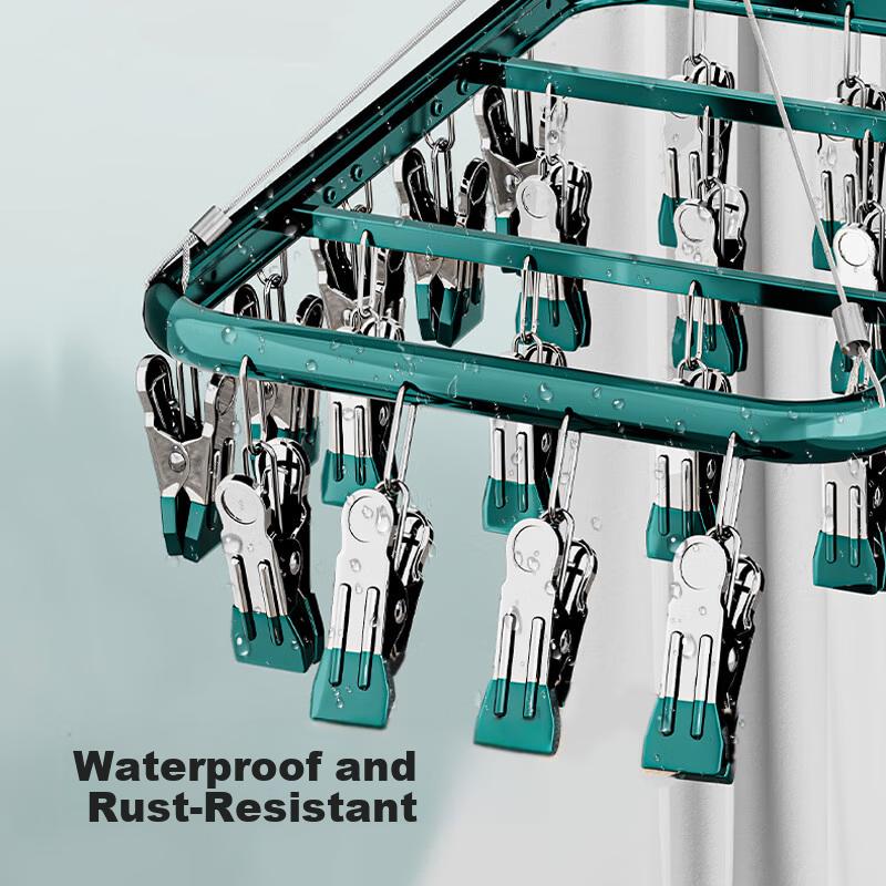 40,000 Kilometers Aluminum Alloy Sock Drying Rack Multi-Clip Clothes Hanger Balcony Household Multi-Functional Underwear Clip 26 Clips