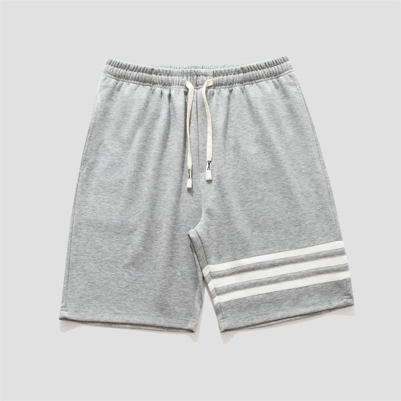 Мужские спортивные шорты больших размеров, летние вафельные повседневные капри L серый