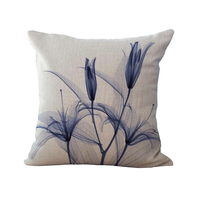 Beautiful Flower Printing Cushion Cover Plants Cotton Linen Throw Pillow Case Decorative Pillowcase For Sofa Cushion Cover Zt105