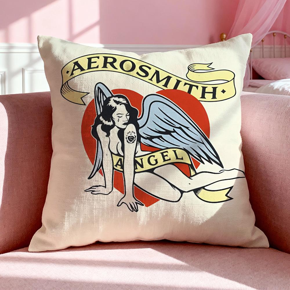 Band A-Aerosmith Cushion Cover Breathable Linen Pillowcase Summer Odorless Eco-Friendly Invisible Zipper Washable
