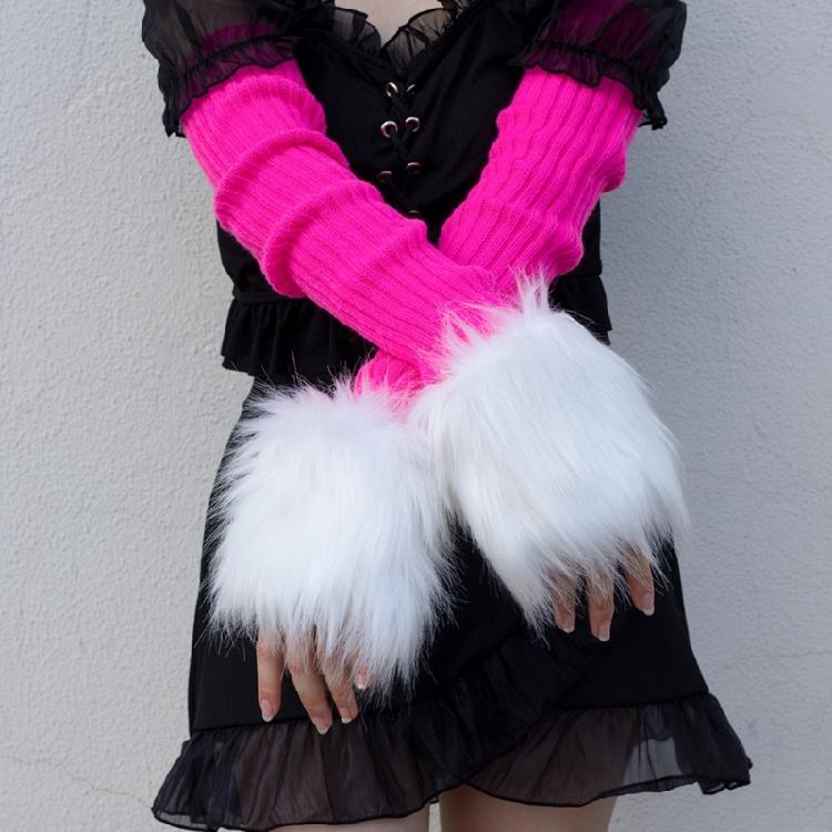 Faux Furs Wrist Cuffs Oversleeve Wrist for Wool Coat Jackets Arm Warmer Sleeve