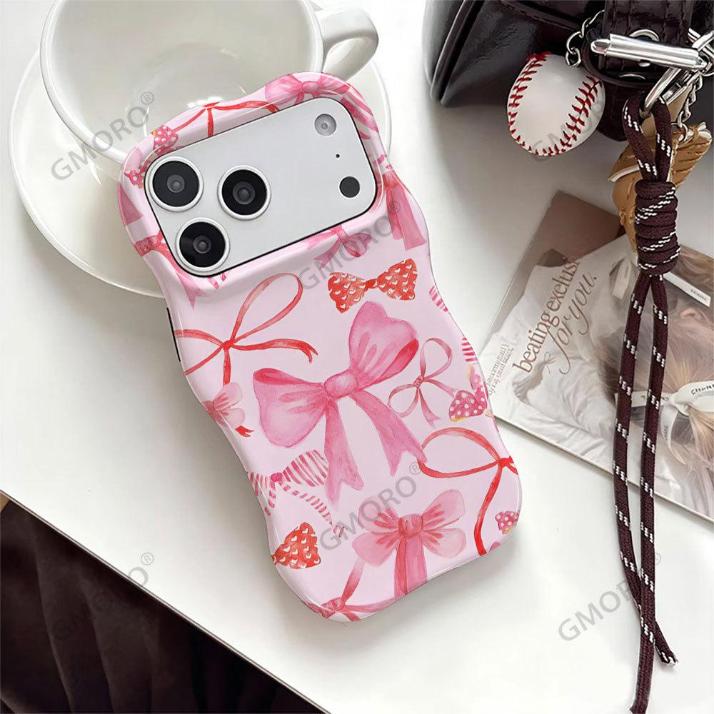 Europe and the United States Hot-selling Full-screen Bow iPhone15 Film Two-in-one Apple 17Pro Large-hole Wave Mobile Phone Case